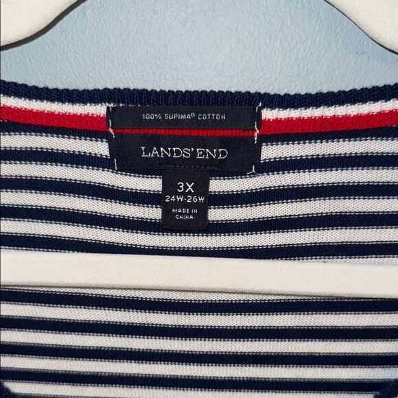 Lands’ End Women’s 3X 24W-26W Pima Cotton Cardigan red white blue - Picture 4 of 10